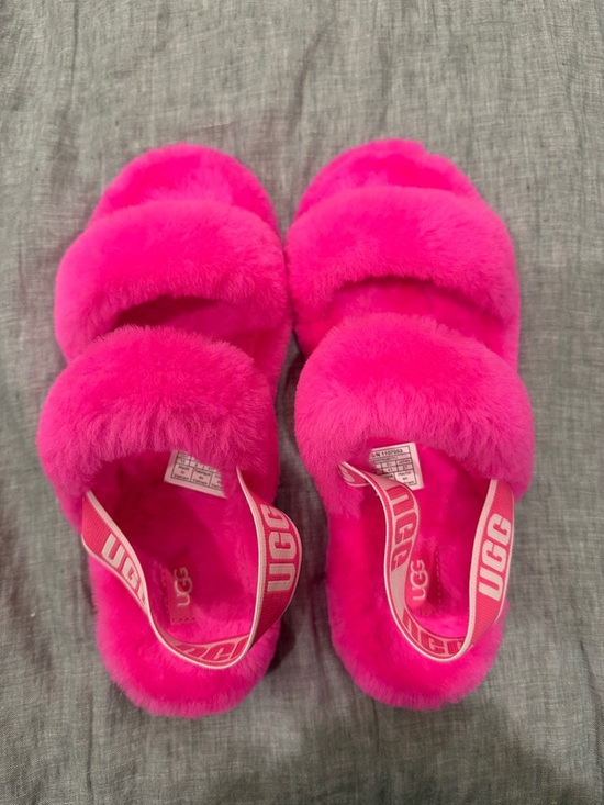 UGG Shoes - UGG Neon Pink Plush Slide Sandals